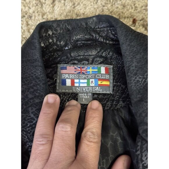 PARIS SPORT CLUB Vintage Leather Cropped Moto Biker Jacket Snake Skin LARGE - Picture 4 of 12